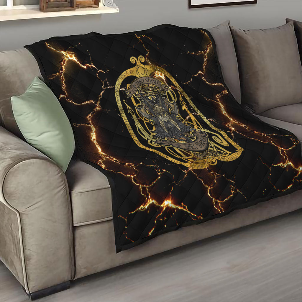 Viking Warrior Guardian Quote Quilt Runic Circle Odin Ravens Mythology Dark Gold