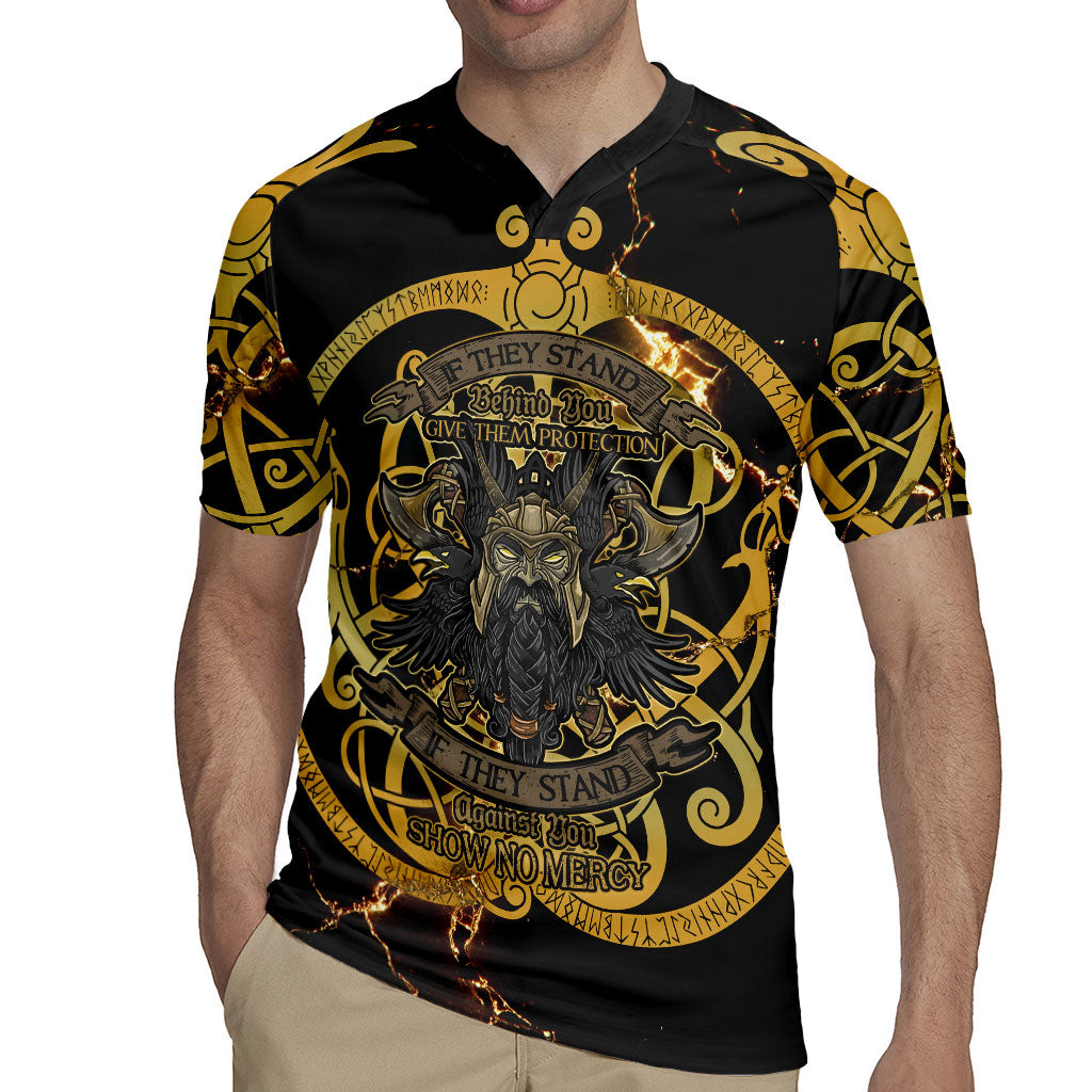Viking Warrior Guardian Quote Rugby Jersey Runic Circle Odin Ravens Mythology Dark Gold