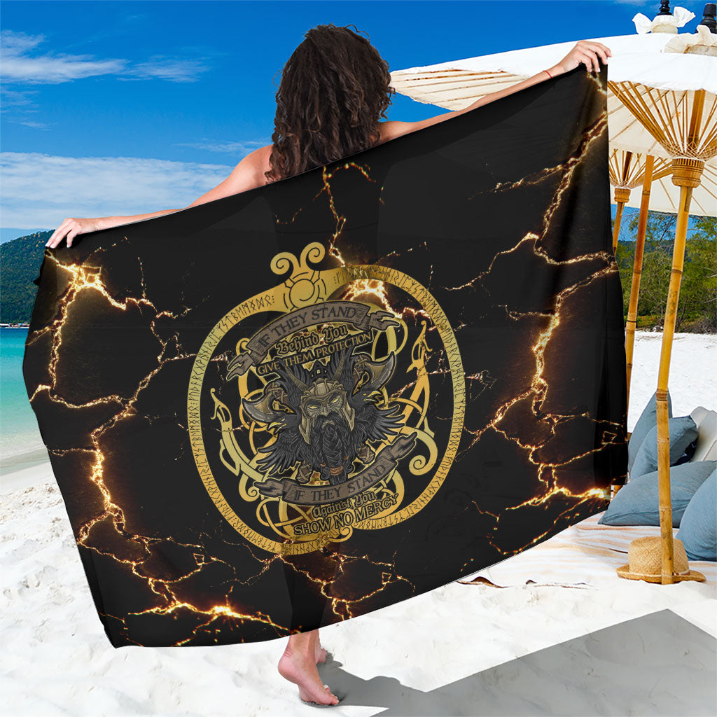 Viking Warrior Guardian Quote Sarong Runic Circle Odin Ravens Mythology Dark Gold