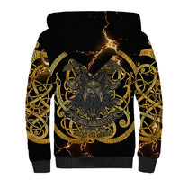 Viking Warrior Guardian Quote Sherpa Hoodie Runic Circle Odin Ravens Mythology Dark Gold