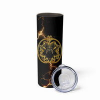 Viking Warrior Guardian Quote Skinny Tumbler Runic Circle Odin Ravens Mythology Dark Gold