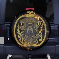 Viking Warrior Guardian Quote Spare Tire Cover Runic Circle Odin Ravens Mythology Dark Gold