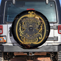 Viking Warrior Guardian Quote Spare Tire Cover Runic Circle Odin Ravens Mythology Dark Gold