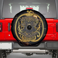 Viking Warrior Guardian Quote Spare Tire Cover Runic Circle Odin Ravens Mythology Dark Gold