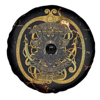 Viking Warrior Guardian Quote Spare Tire Cover Runic Circle Odin Ravens Mythology Dark Gold