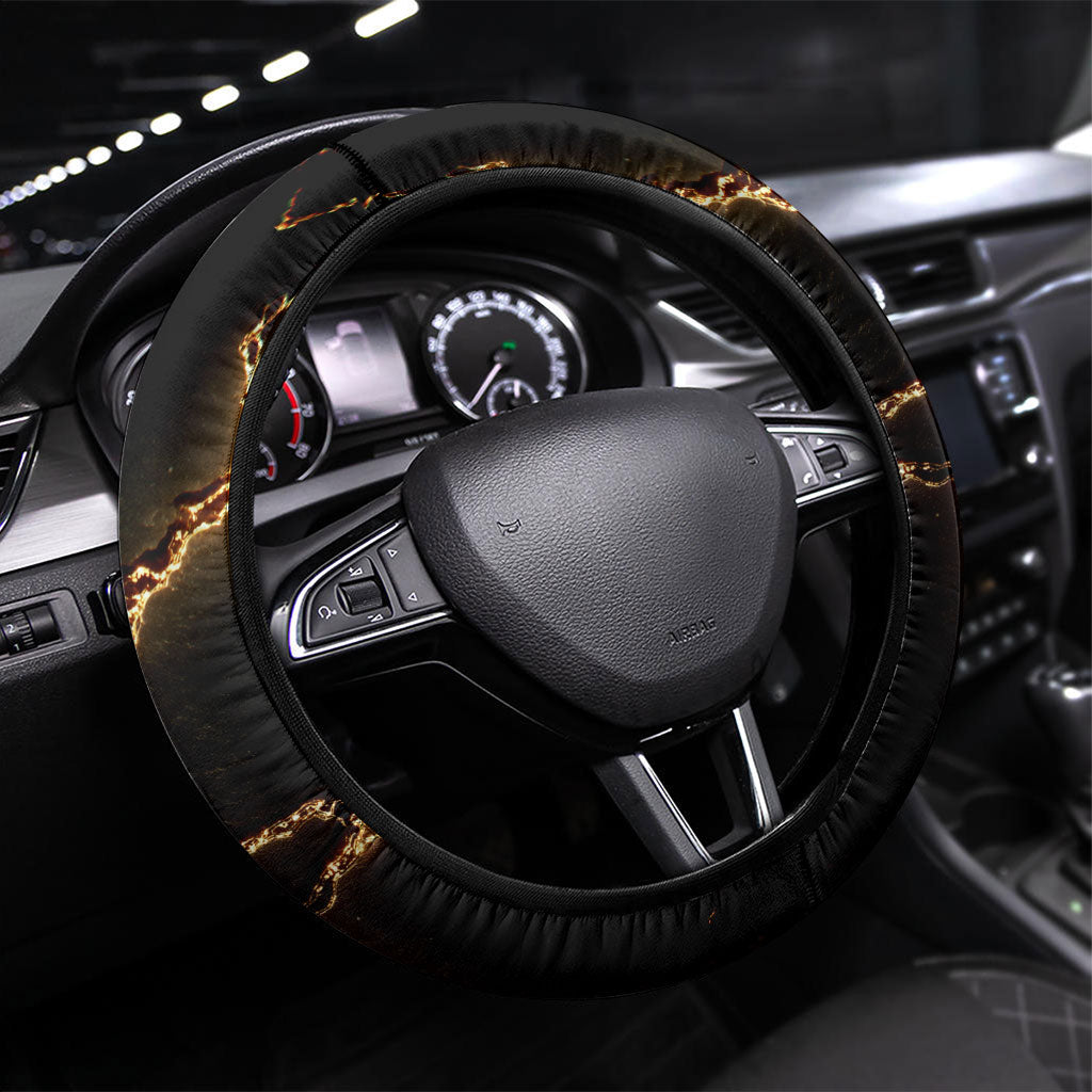 Viking Warrior Guardian Quote Steering Wheel Cover Runic Circle Odin Ravens Mythology Dark Gold
