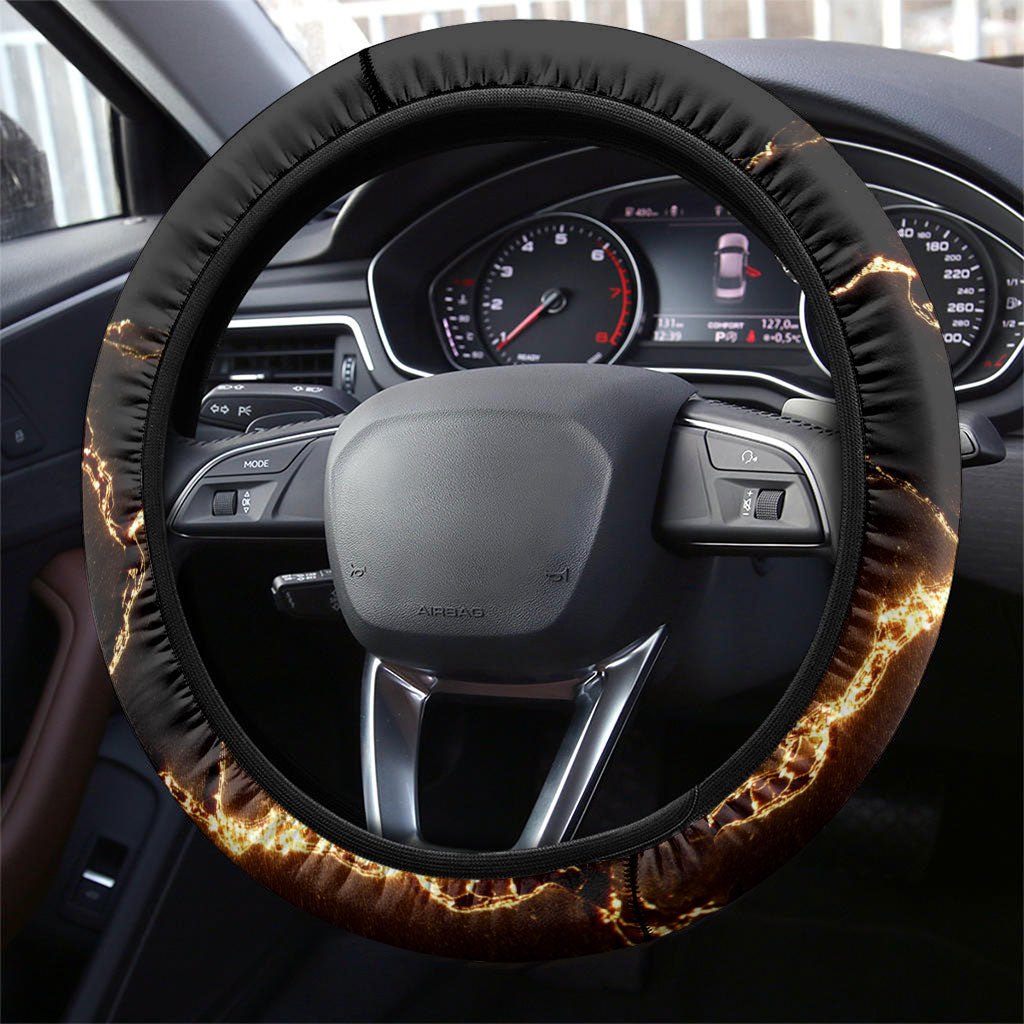Viking Warrior Guardian Quote Steering Wheel Cover Runic Circle Odin Ravens Mythology Dark Gold