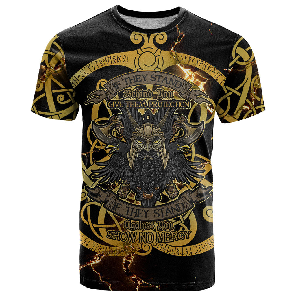 Viking Warrior Guardian Quote T Shirt Runic Circle Odin Ravens Mythology Dark Gold