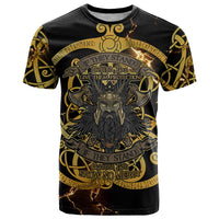 Viking Warrior Guardian Quote T Shirt Runic Circle Odin Ravens Mythology Dark Gold