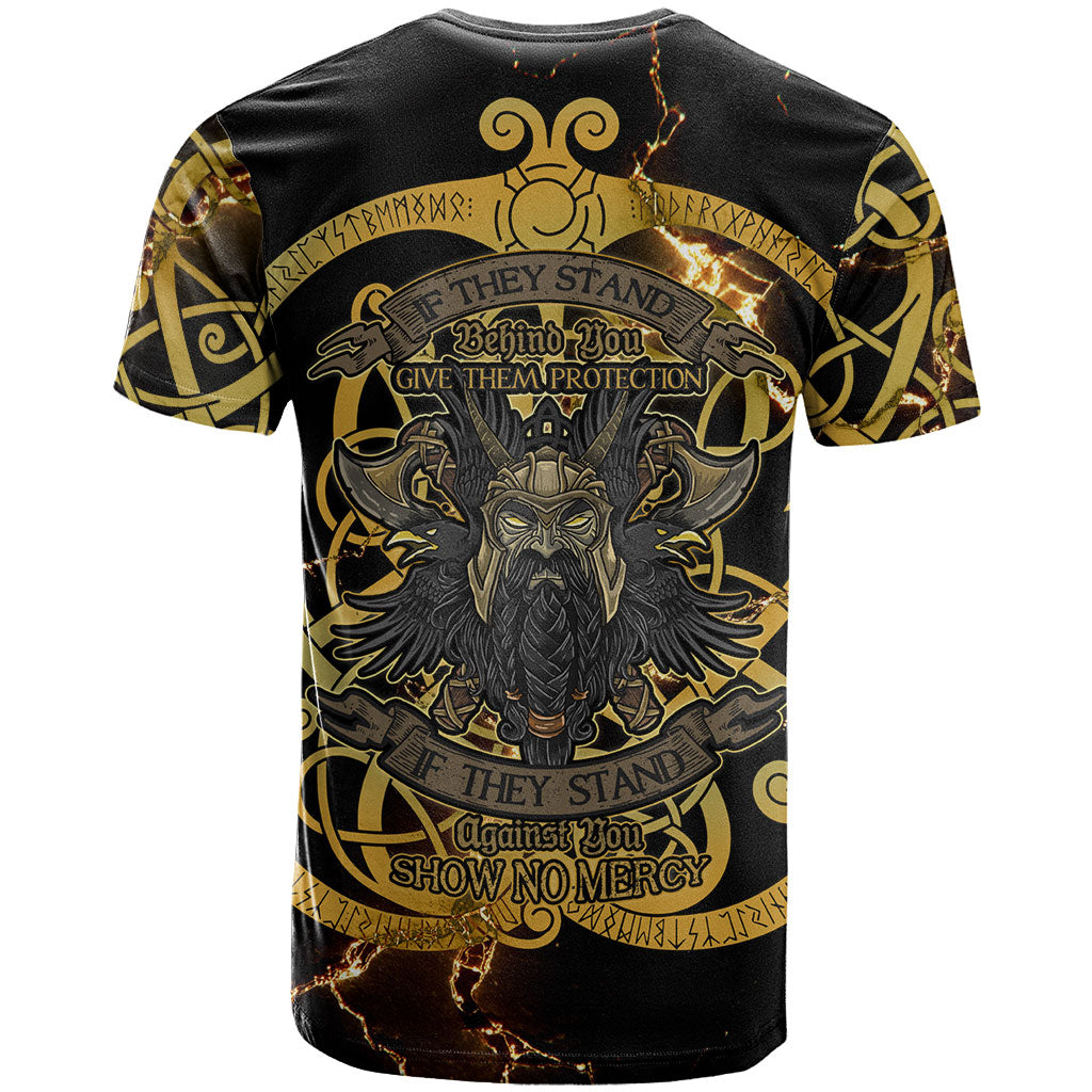 Viking Warrior Guardian Quote T Shirt Runic Circle Odin Ravens Mythology Dark Gold