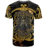 Viking Warrior Guardian Quote T Shirt Runic Circle Odin Ravens Mythology Dark Gold
