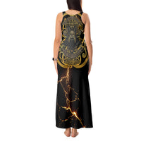 Viking Warrior Guardian Quote Tank Maxi Dress Runic Circle Odin Ravens Mythology Dark Gold