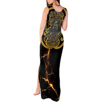 Viking Warrior Guardian Quote Tank Maxi Dress Runic Circle Odin Ravens Mythology Dark Gold