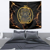 Viking Warrior Guardian Quote Tapestry Runic Circle Odin Ravens Mythology Dark Gold