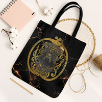 Viking Warrior Guardian Quote Tote Bag Runic Circle Odin Ravens Mythology Dark Gold