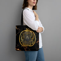 Viking Warrior Guardian Quote Tote Bag Runic Circle Odin Ravens Mythology Dark Gold