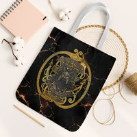 Viking Warrior Guardian Quote Tote Bag Runic Circle Odin Ravens Mythology Dark Gold