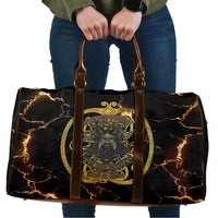 Viking Warrior Guardian Quote Travel Bag Runic Circle Odin Ravens Mythology Dark Gold