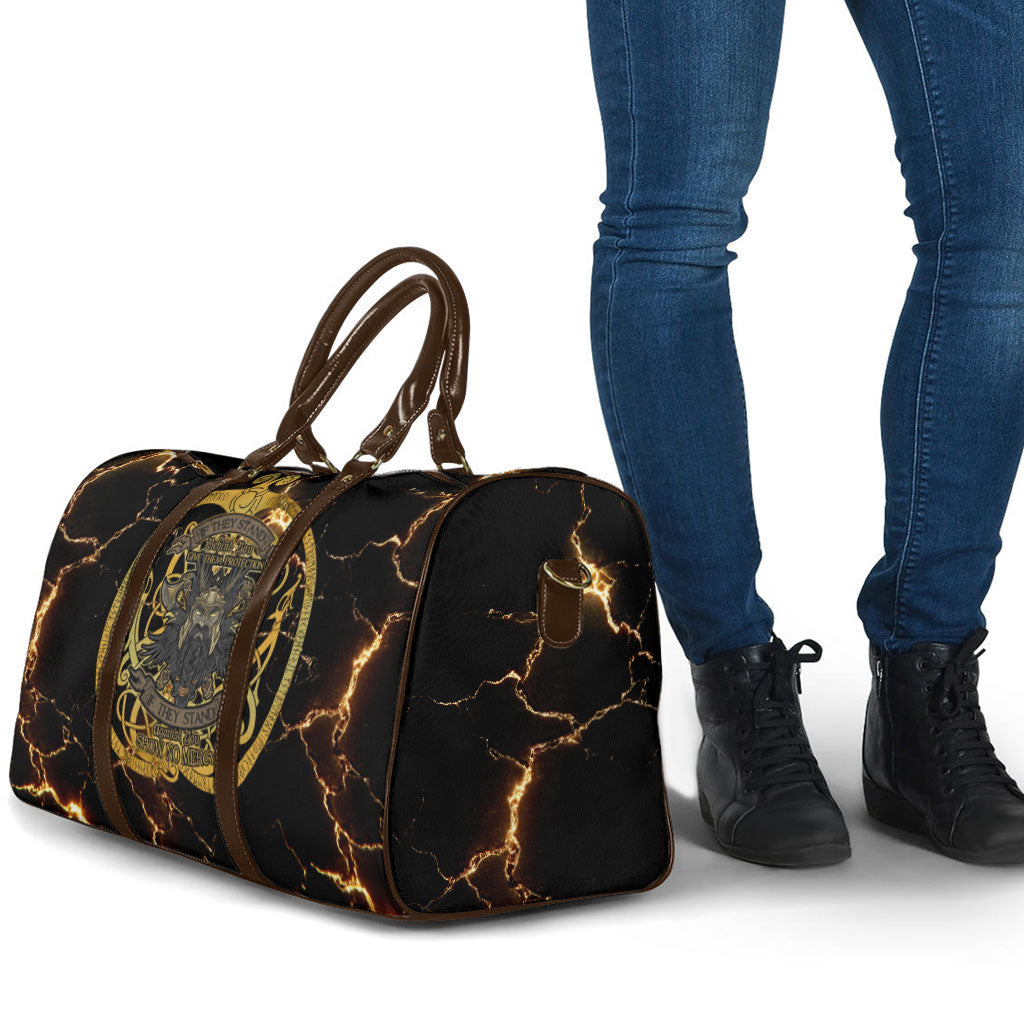 Viking Warrior Guardian Quote Travel Bag Runic Circle Odin Ravens Mythology Dark Gold