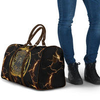 Viking Warrior Guardian Quote Travel Bag Runic Circle Odin Ravens Mythology Dark Gold