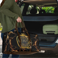 Viking Warrior Guardian Quote Travel Bag Runic Circle Odin Ravens Mythology Dark Gold