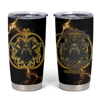 Viking Warrior Guardian Quote Tumbler Cup Runic Circle Odin Ravens Mythology Dark Gold
