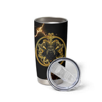 Viking Warrior Guardian Quote Tumbler Cup Runic Circle Odin Ravens Mythology Dark Gold