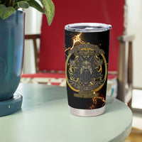 Viking Warrior Guardian Quote Tumbler Cup Runic Circle Odin Ravens Mythology Dark Gold