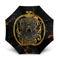 Viking Warrior Guardian Quote Umbrella Runic Circle Odin Ravens Mythology Dark Gold