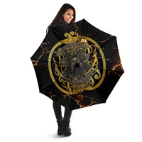 Viking Warrior Guardian Quote Umbrella Runic Circle Odin Ravens Mythology Dark Gold