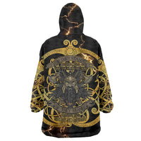 Viking Warrior Guardian Quote Wearable Blanket Hoodie Runic Circle Odin Ravens Mythology Dark Gold