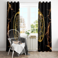 Viking Warrior Guardian Quote Window Curtain Runic Circle Odin Ravens Mythology Dark Gold