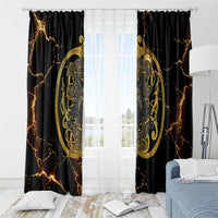 Viking Warrior Guardian Quote Window Curtain Runic Circle Odin Ravens Mythology Dark Gold