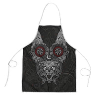 Fenrir Wolf and Vegvisir Viking Apron Nordic Celtic Knotwork Black and Red Tribal Art