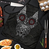 Fenrir Wolf and Vegvisir Viking Apron Nordic Celtic Knotwork Black and Red Tribal Art