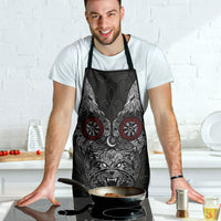 Fenrir Wolf and Vegvisir Viking Apron Nordic Celtic Knotwork Black and Red Tribal Art