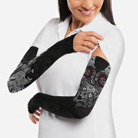 Fenrir Wolf and Vegvisir Viking Arm Sleeves Nordic Celtic Knotwork Black and Red Tribal Art