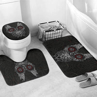 Fenrir Wolf and Vegvisir Viking Bathroom Set Nordic Celtic Knotwork Black and Red Tribal Art