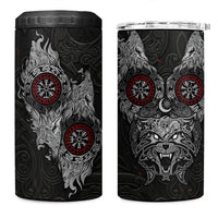 Fenrir Wolf and Vegvisir Viking 4 in 1 Can Cooler Tumbler Nordic Celtic Knotwork Black and Red Tribal Art
