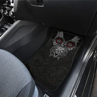 Fenrir Wolf and Vegvisir Viking Car Mats Nordic Celtic Knotwork Black and Red Tribal Art