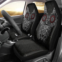Fenrir Wolf and Vegvisir Viking Car Seat Cover Nordic Celtic Knotwork Black and Red Tribal Art