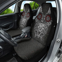Fenrir Wolf and Vegvisir Viking Car Seat Cover Nordic Celtic Knotwork Black and Red Tribal Art
