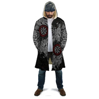 Fenrir Wolf and Vegvisir Viking Cloak Nordic Celtic Knotwork Black and Red Tribal Art
