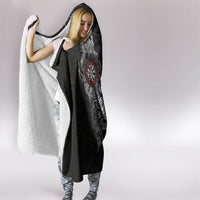 Fenrir Wolf and Vegvisir Viking Hooded Blanket Nordic Celtic Knotwork Black and Red Tribal Art