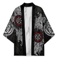 Fenrir Wolf and Vegvisir Viking Kimono Nordic Celtic Knotwork Black and Red Tribal Art