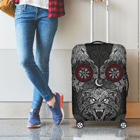 Fenrir Wolf and Vegvisir Viking Luggage Cover Nordic Celtic Knotwork Black and Red Tribal Art