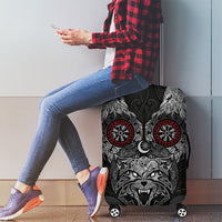 Fenrir Wolf and Vegvisir Viking Luggage Cover Nordic Celtic Knotwork Black and Red Tribal Art