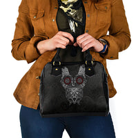 Fenrir Wolf and Vegvisir Viking Shoulder Handbag Nordic Celtic Knotwork Black and Red Tribal Art