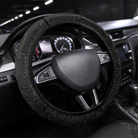 Fenrir Wolf and Vegvisir Viking Steering Wheel Cover Nordic Celtic Knotwork Black and Red Tribal Art