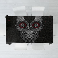 Fenrir Wolf and Vegvisir Viking Tablecloth Nordic Celtic Knotwork Black and Red Tribal Art
